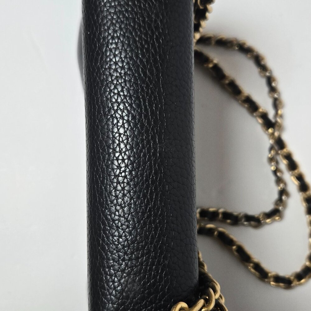 Tory Burch Britten Combo Crossbody Shoulder Bag Black Pebbled Leather Gold Chain - Picture 6 of 10